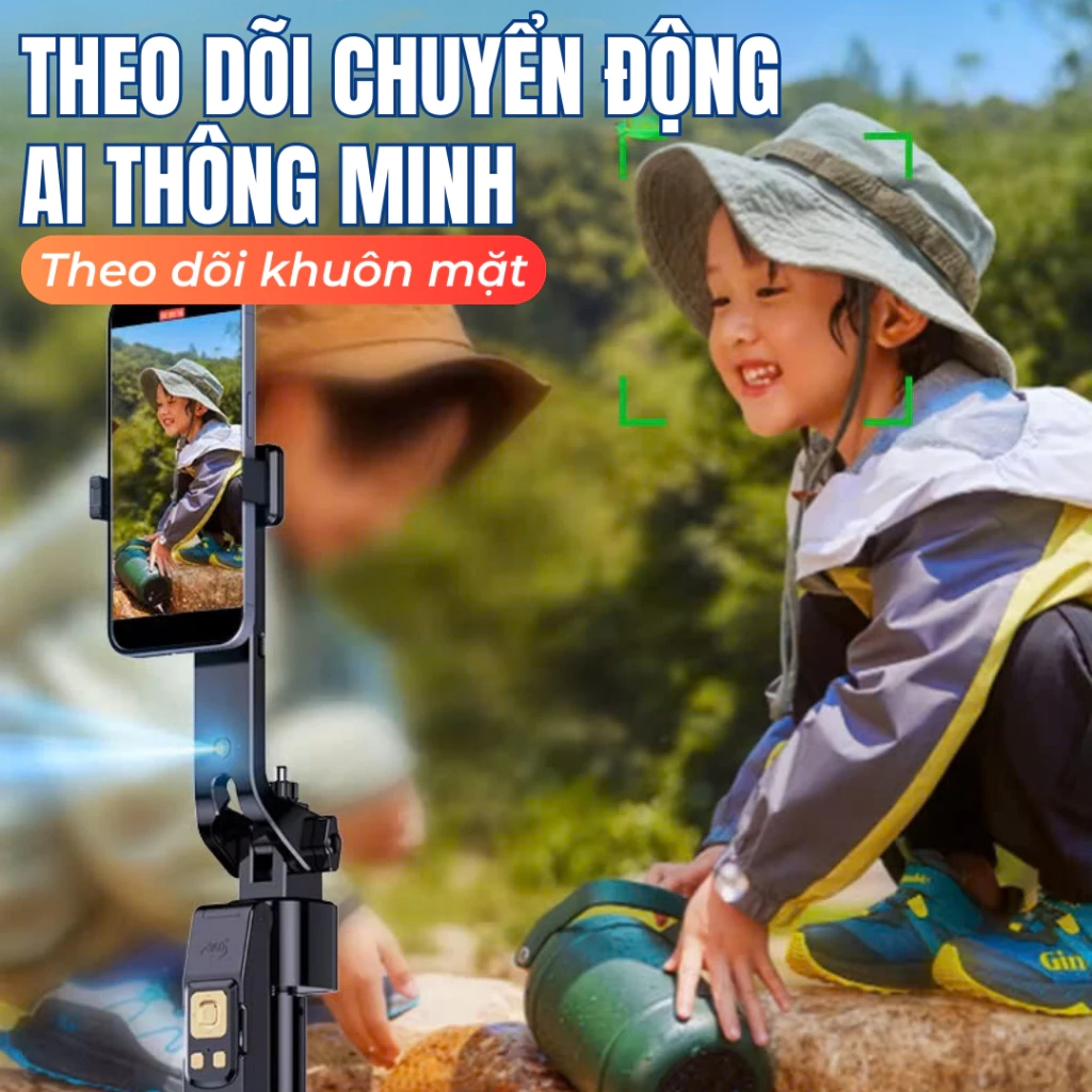 Gậy Chụp Ảnh 4 Chân Có Gimbal Ai Thông Minh 5.0, Tripod Điện Thoại Cao 1m8, Xoay 360, 3 Đèn Trợ Sáng | BigBuy360 - bigbuy360.vn