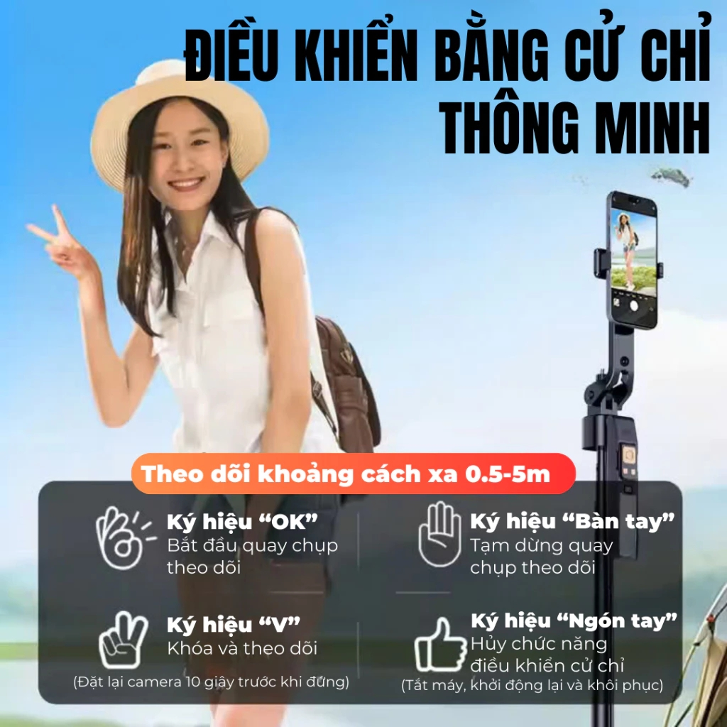 Gậy Chụp Ảnh 4 Chân Có Gimbal Ai Thông Minh 5.0, Tripod Điện Thoại Cao 1m8, Xoay 360, 3 Đèn Trợ Sáng | BigBuy360 - bigbuy360.vn