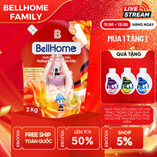 Nước Xả Vải Bell Home 2kg, Đỏ Hương Nước Hoa Tinh Tế, mềm mịn vải, lưu hương lâu, khử mùi ẩm mốc