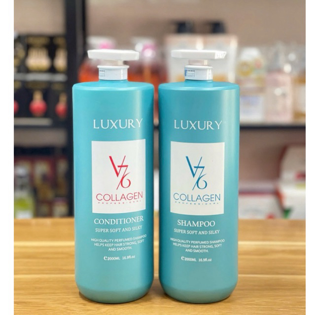 V76 Collagen Luxury - Bộ Gội Xả V76 Collagen Italy 2000ml Bảo Vệ Tóc Chắc Khỏe & Mềm Mượt Dành Cho T