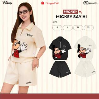 Set Bộ Quần ECOCHIC MICKEY SAY HI Áo Polo Halfzip Quần Đùi Cạp Cao Chất Liệu Cao Cấp Mềm Mịn Chính Hãng SD001