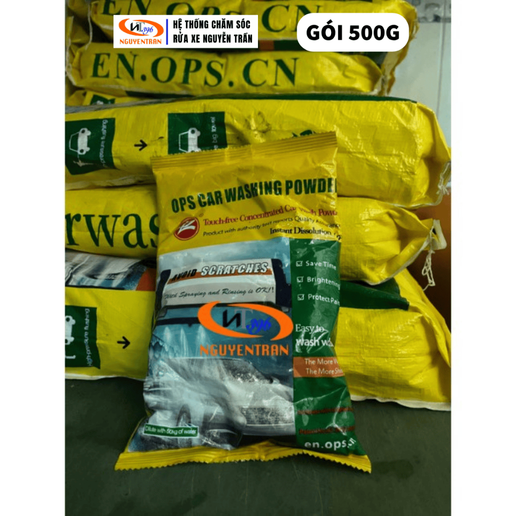  BỘT RỬA XE KHÔNG CHẠM OPS VÀNG GÓI 500G RỬA XE CHUYÊN NGHIỆP GARA Ô TÔ 