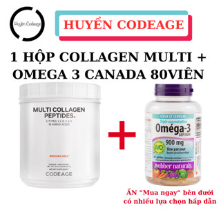   1 COLLAGEN MULTI + 1 OMEGA 3 CANADA 80 VIÊN  BỘT COLLAGEN MULTI THỦY PHÂN CODEAGE 567g   VÀ 1 OMEGA 3 WEBBER NATURAL  