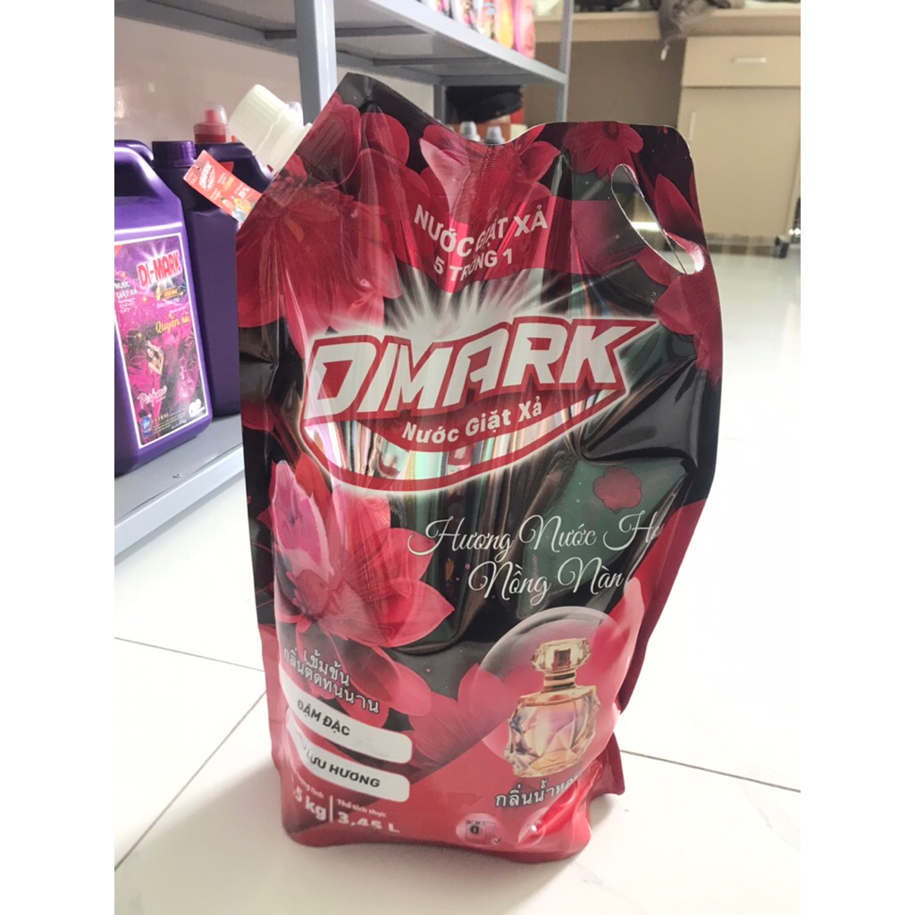 Nước Giặt Xả Quần Áo DiMark bịch 3,4 lít hương nước hoa nồng nàn