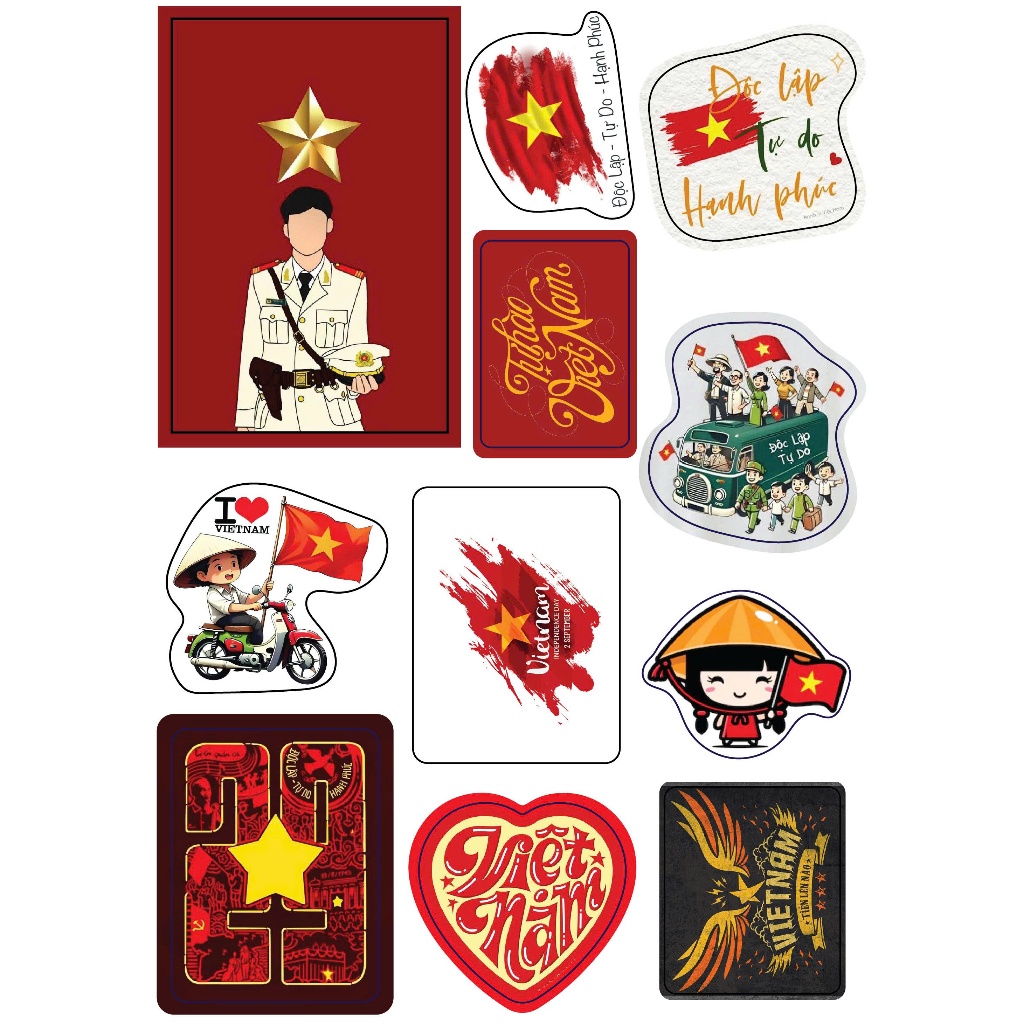 Sticker 3D, Sticker Dán Điện Thoại Bộ CAND, Sticker 3D Nổi Trang Trí Mọi Bề Mặt