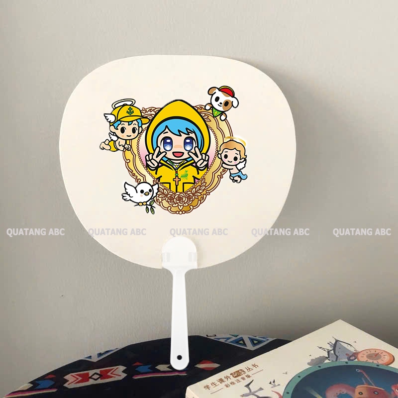 Set 5 Quạt Giấy Hình LUCE Nhân vật Linh vật Biểu tượng Năm Thánh Quà tặng Công giáo QG-LUCE