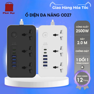 Ổ điện 6 cổng USB, Ổ cắm điện đa năng thông minh an toàn, chống cháy, chống giật