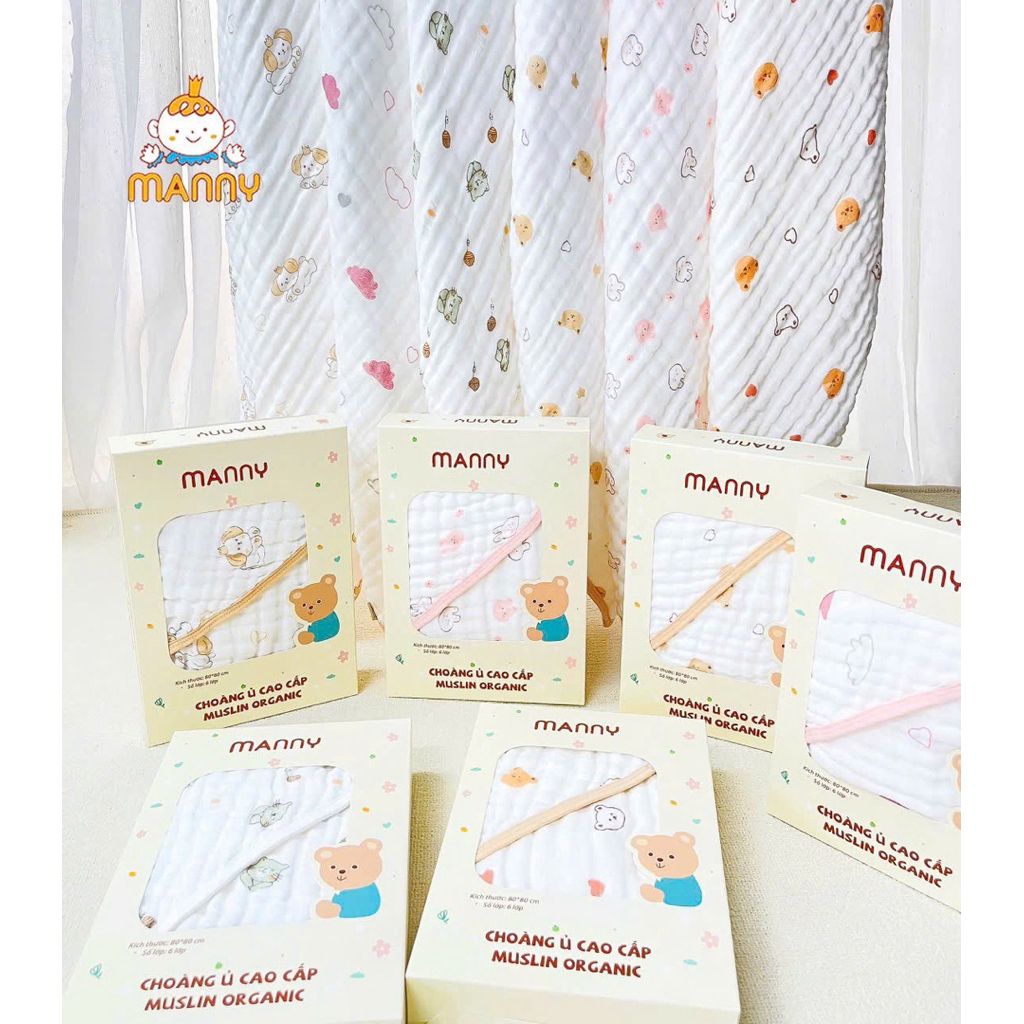 Choàng ủ cao cấp Muslin Organic nhà Mamy. Choàng ủ mềm mịn , nhẹ thích hợp dùng cho bé sơ sinh .