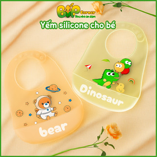 Yếm Ăn Dặm Silicone, Yếm Silicon Có Máng Hứng Cho Bé Ăn Dặm