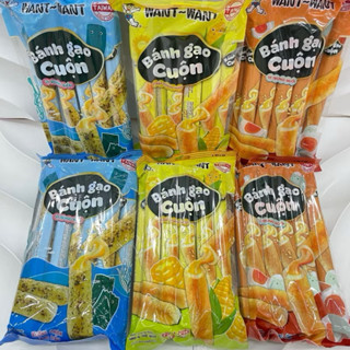  Bánh gạo cuộn WANTWANT nhân phô mai trứng muối rong biển bắp thanh ngọt gói 170g 