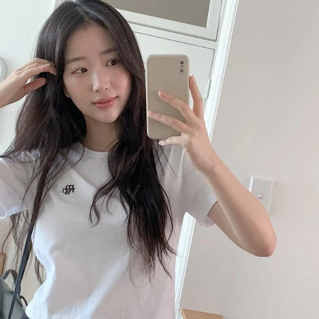 MUAHMUAH  Top phiên bản ngắn LOGO Ngắn tay áo Top phiên bản ngắn tay áo ngắn MUAH ngắn tay hottie ăn