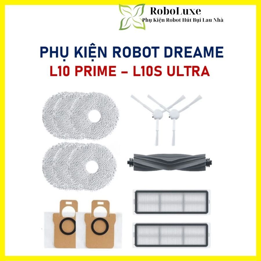 Phụ kiện Robot hút bụi Dreame L10S Ultra, L10 Ultra, L10 Prime - Chổi chính, Lọc Hepa, Khăn lau, Chổ