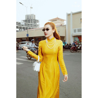 [Lụa Vân Gỗ Đủ Màu] ÁO DÀI LỤA VÂN GỖ ĐỦ TONE MÀU ĐÍNH CƯỜM CỔ ÁO VÀ TÀ SANG TRỌNG TRẺ TRUNG - AD13