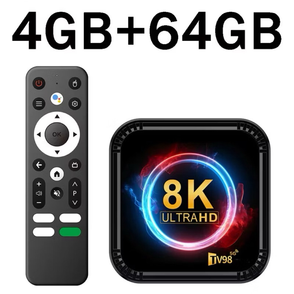 (MS13)Tv Box Tv98 cao cấp RK3528 2025 Crack Dual Wifi 2.4G và 5G, RAM 4G Rom 64GB Điều khiển bằng giọng nói, Bluetooth