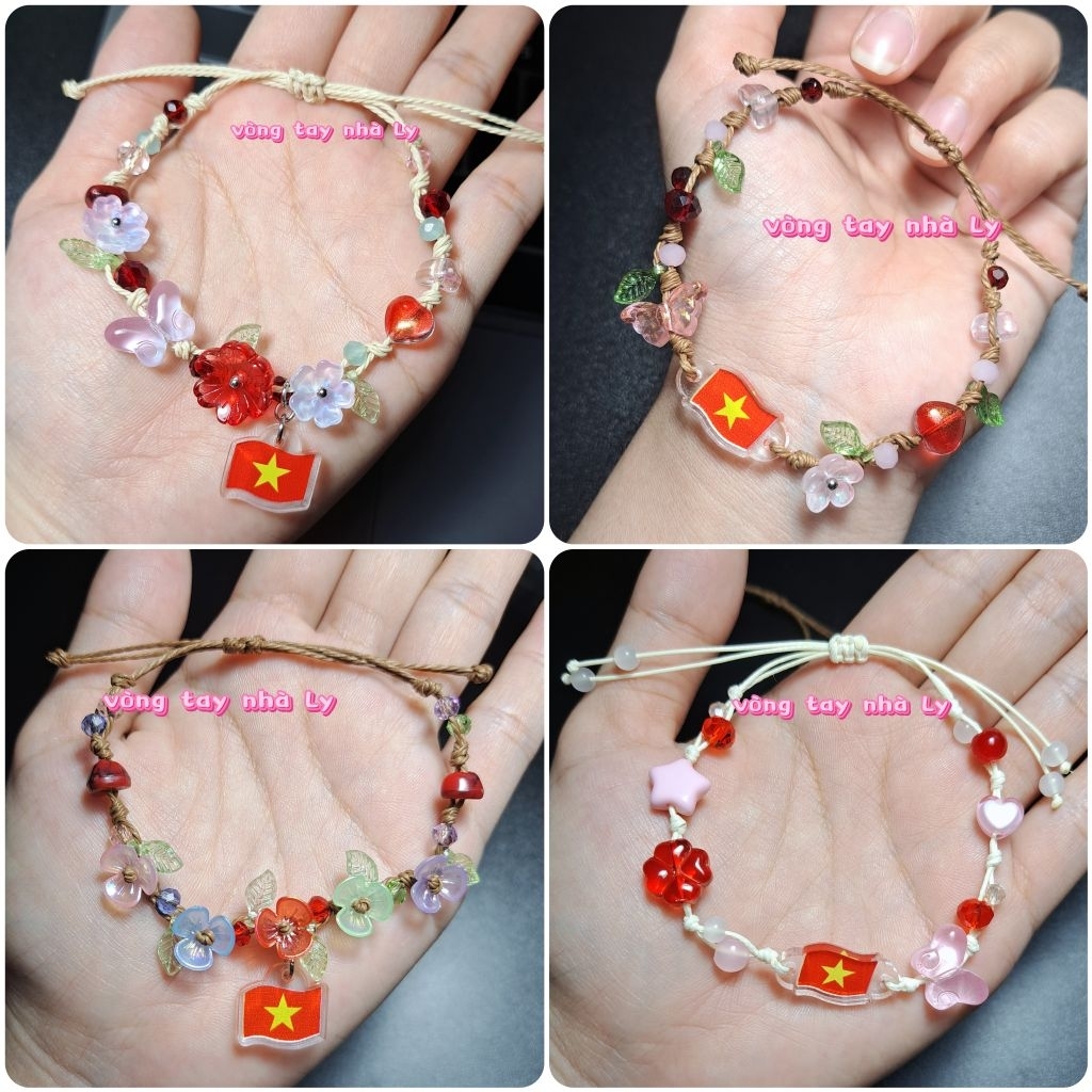 Việt Nam tôi yêu - Vòng tay dây rút có đính Quốc Kỳ Việt Nam