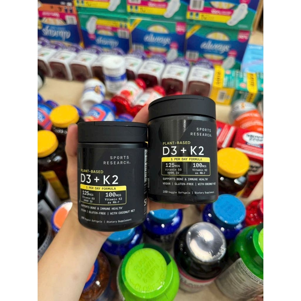 DATE 2028 - Vitamin SR D3 + K2 With Coconut Oil 125mcg (5000IU) 160 Softgels Mỹ