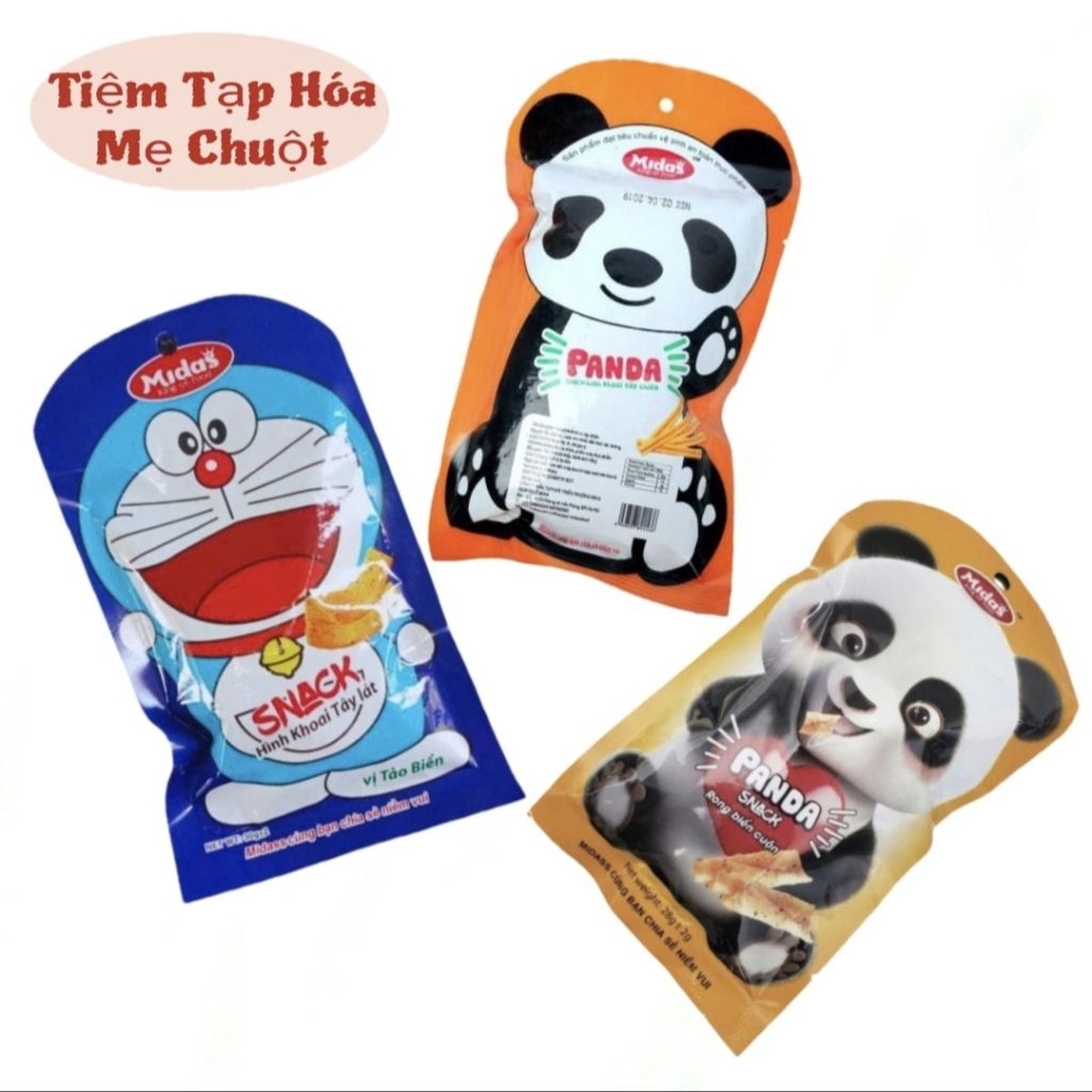 COMBO 10 gói snack Gấu Midass, mix 3 loại snack doremon, snack panda , thơm ngon giòn rụm, snack Hằn