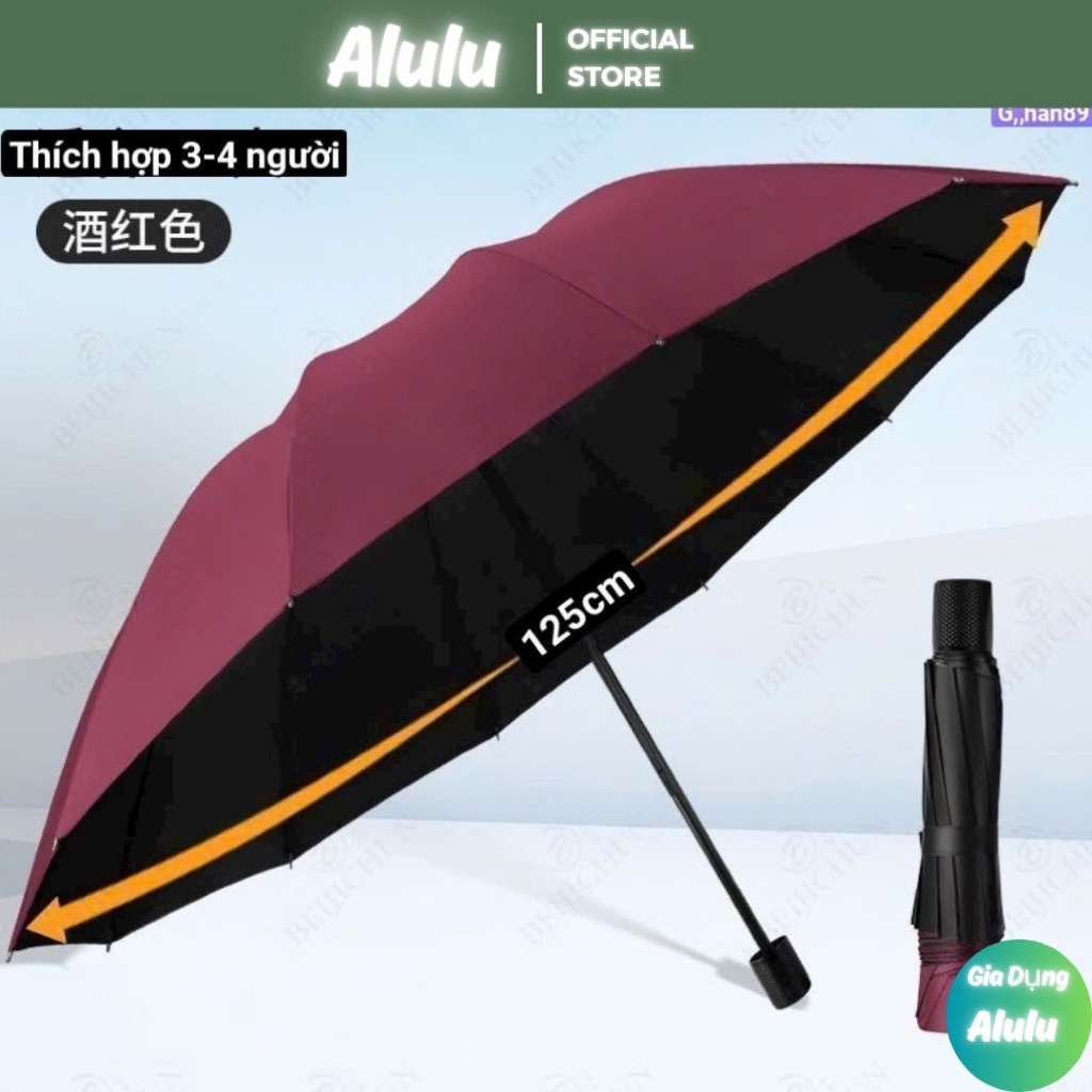  Ô Che Mưa Nắng Siêu To 125cm - Dù Gấp Gọn Che Mưa Chống Nắng Cỡ Lớn 12 Nan Sắt Cứng Cáp Bền Bỉ 