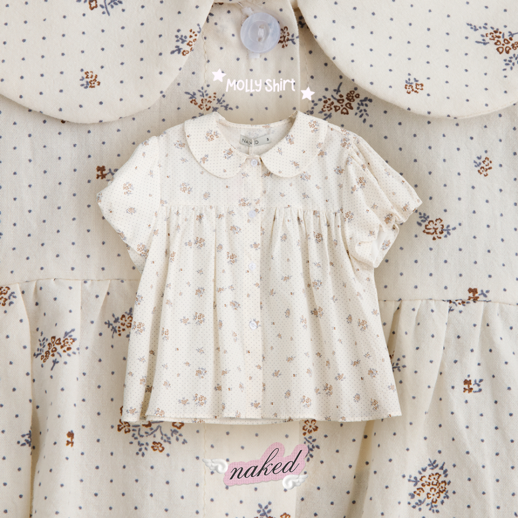 Áo babydoll tay bồng NAKEDbyV áo sơ mi tay bồng hoạ tiết cotton tôn dáng MOLLY SHIRT | BigBuy360 - bigbuy360.vn
