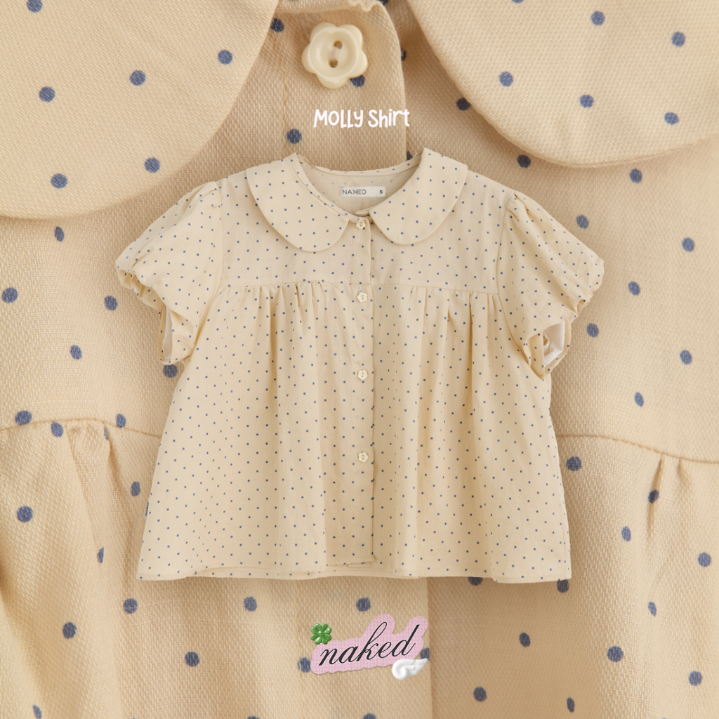 Áo babydoll tay bồng NAKEDbyV áo sơ mi tay bồng hoạ tiết cotton tôn dáng MOLLY SHIRT | BigBuy360 - bigbuy360.vn