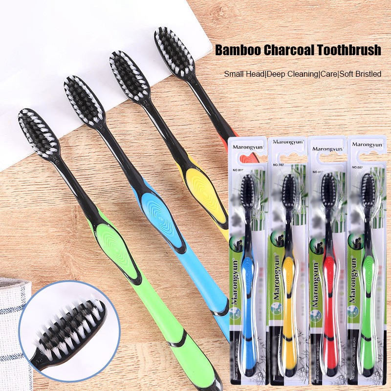  COMBO 30 Bàn Chải Đánh Răng Than Tre Hoạt Tính Marongyun Bàn Chải Than Tre Hoạt Tính Mềm Mịn 