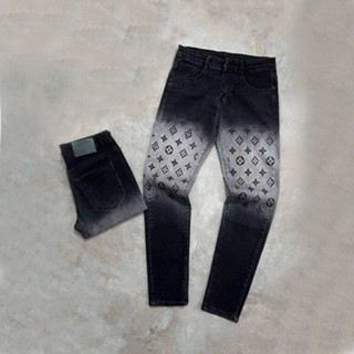Quần jean nam đen loang màu in họa tiết sang trọng cá tính giá rẻ chất bò co dãn-TASHOP