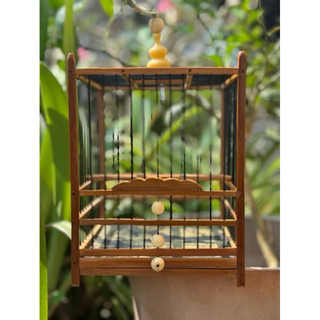Lồng khuyên Trúc già mini để bàn xách tay để oto  tiện lợi dành cho chim khuyên hút mật