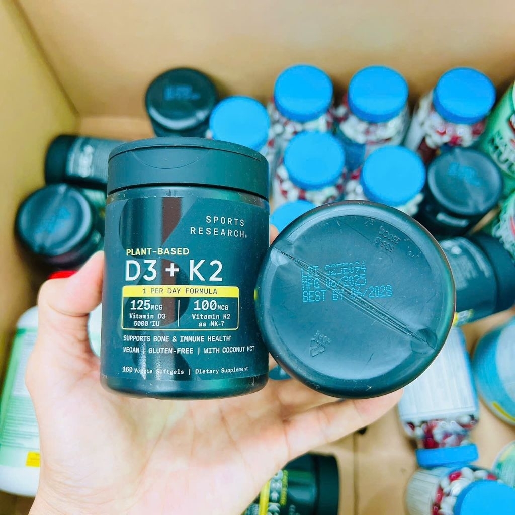DATE 2028 - Vitamin SR D3 + K2 With Coconut Oil 125mcg (5000IU) 160 Softgels Mỹ