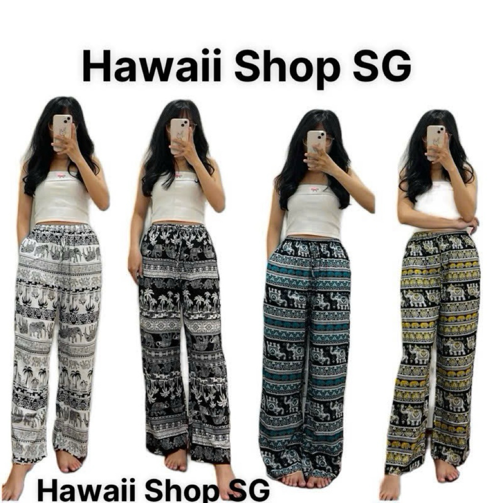 (Bigsize 40-85kg) Quần dài ống suông thổ cẩm con voi nam nữ có túi sâu,vải lanh tole mát.