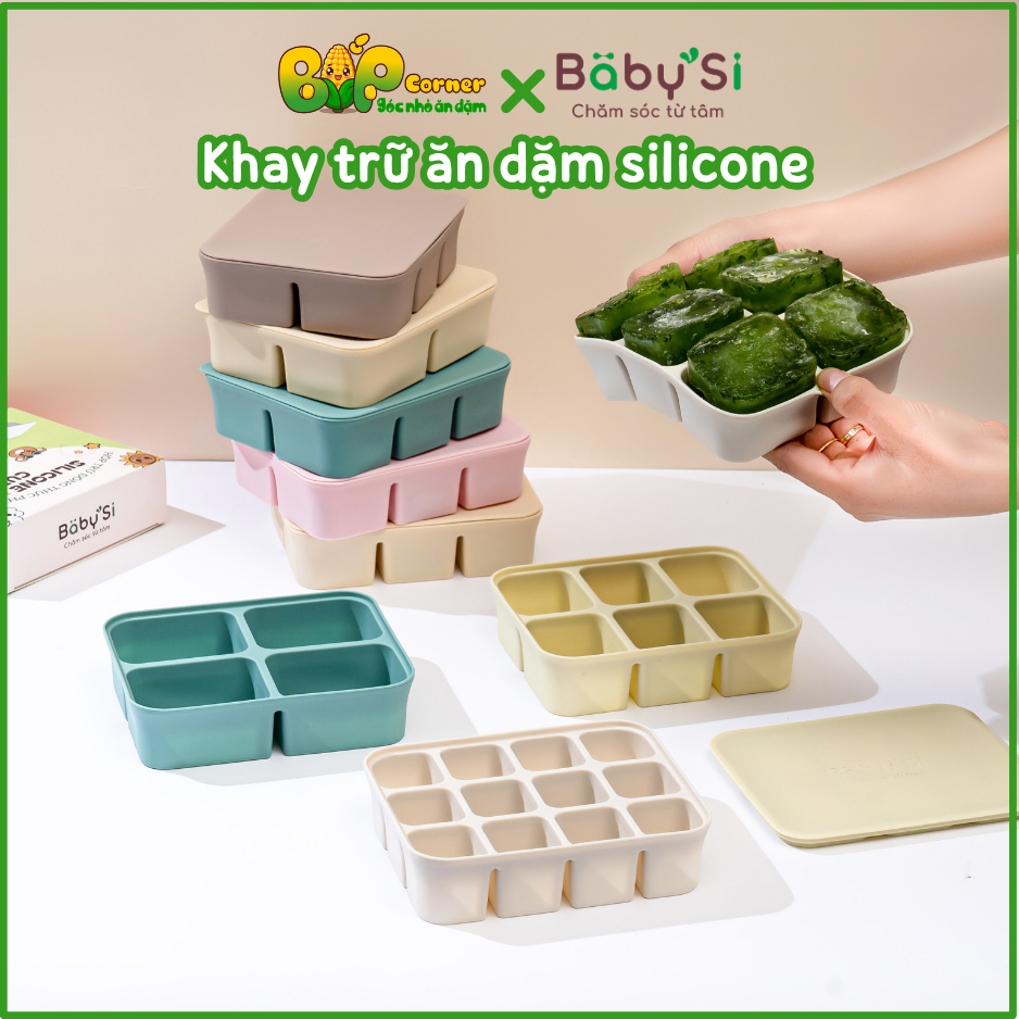 Khay Silicone Trữ Đông Đồ Ăn Dặm Baby'si, Hộp Trữ Thức Ăn Cho Bé, Hộp Đựng Thực Phẩm