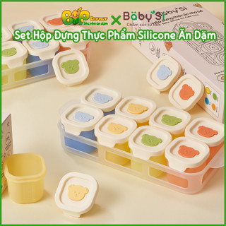 Set 8 Hộp Trữ Đông Đồ Ăn Dặm Cho Bé Chất Liệu Silicone, Khay Trữ Thực Phẩm Ăn Dặm Dung Tích 50ml Hình Gấu