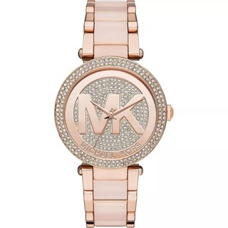 Đồng hồ michael kors nữ mk6176 dây acetate hống vỏ rose gold đính đá size 39mm