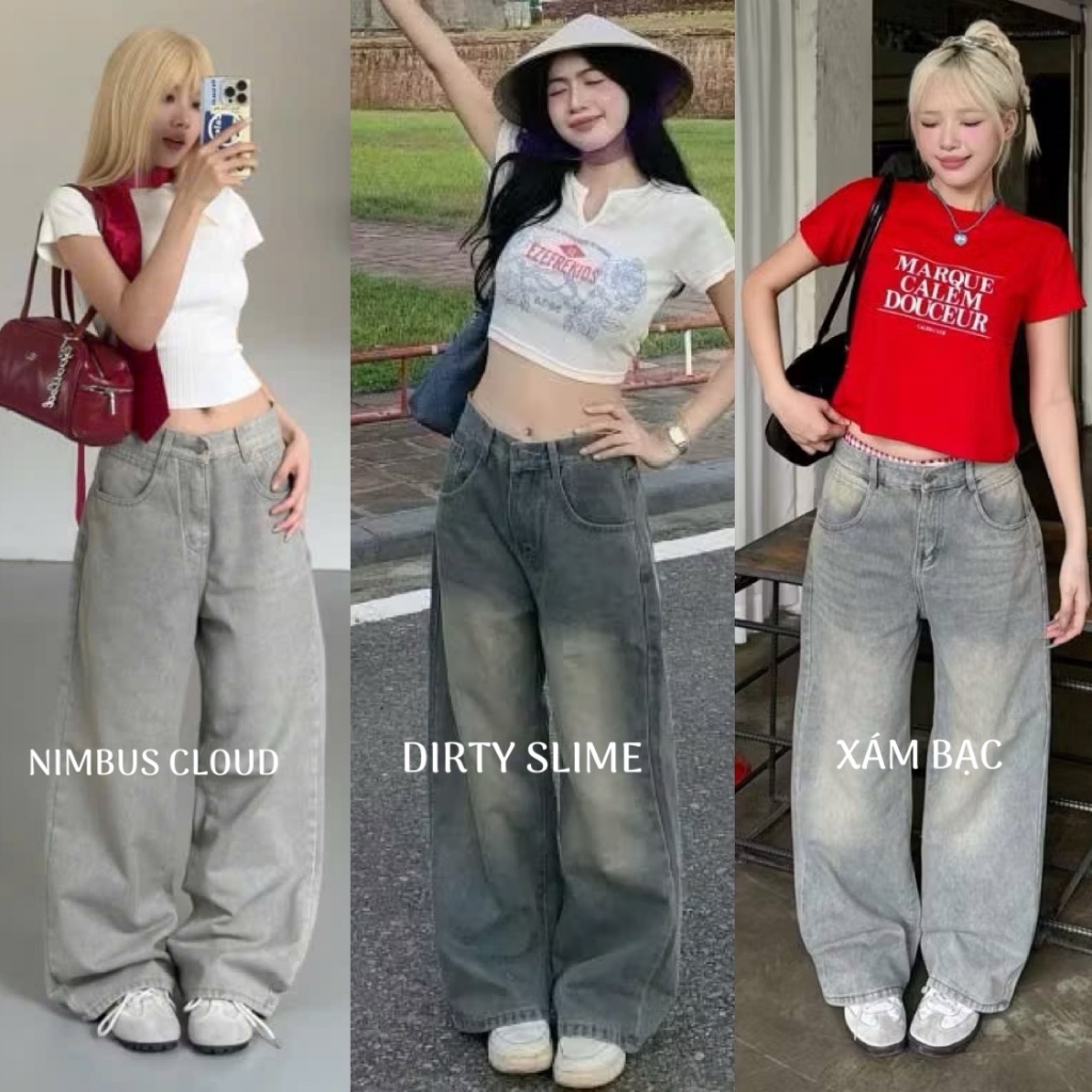 Quần Jean Bò Ống Suông Rộng Xuông Nữ CANA MS08 Jeans Cạp Cao Phong Cách Style