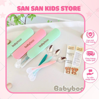  Thìa nạo cho bé Thìa nạo hoa quả hai đầu cho bé ăn dặm Thìa nạo ăn dặm Babyboo có hộp cho bé 