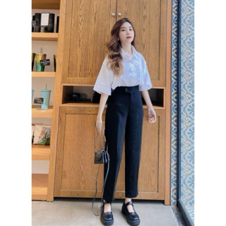 quần baggy cúc lệch, quần học sinh, quần công sở- 110