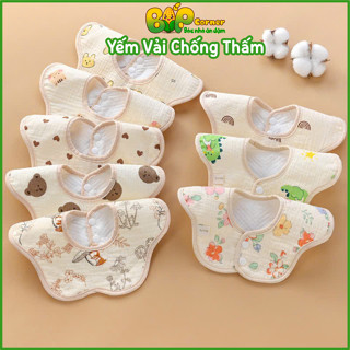 Yếm Vải Tròn Chống Thấm, Yếm Ăn dặm Cho Bé Hình Nghộ Nghĩnh