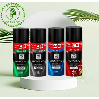 (Tặng 30%) Xịt Khử Mùi Nam Romano 195ml – Classic, Force, Attitude, Gentleman