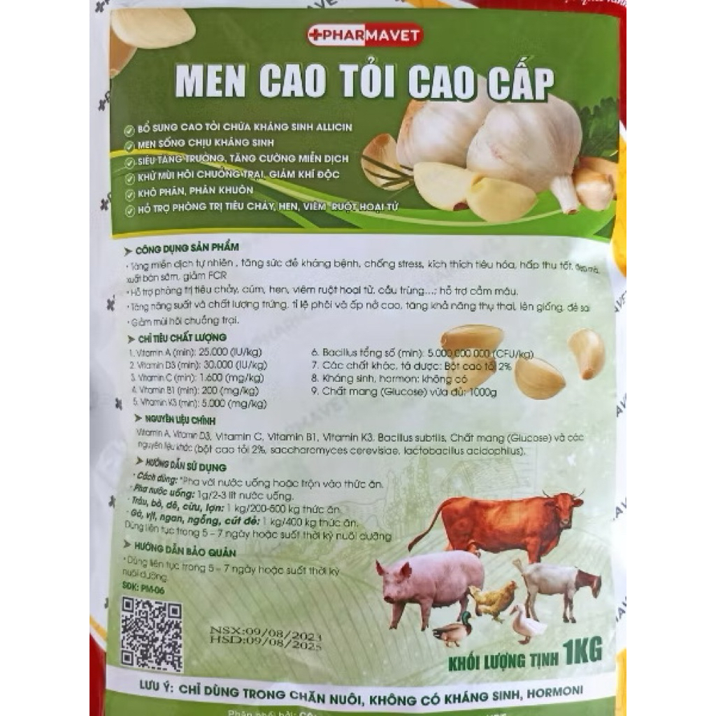 Men Cao Tỏi Cao Cấp Cho Vật Nuôi( gia súc, gia cầm) gói 1kg