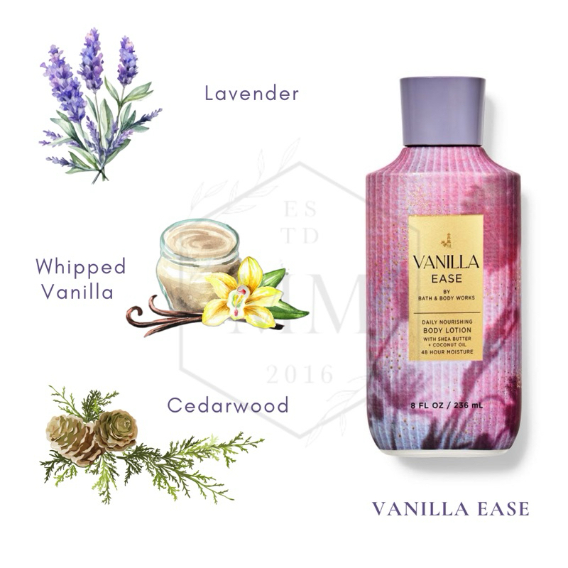 Moomoocos - Vanilla Ease Bộ sản phẩm xịt thơm lotion gel tắm Bath & Body Works Body Mist Body Wash fullsize