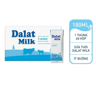 Thùng 48 hộp sữa tươi tiệt trùng ít đường / có đường  Dalat Milk 180ml/ hộp.