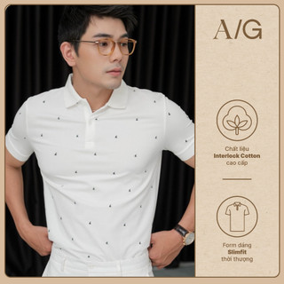  AG57 Áo Polo Americus Gosani  Họa Tiết Nhỏ Màu Đen Và Trắng 