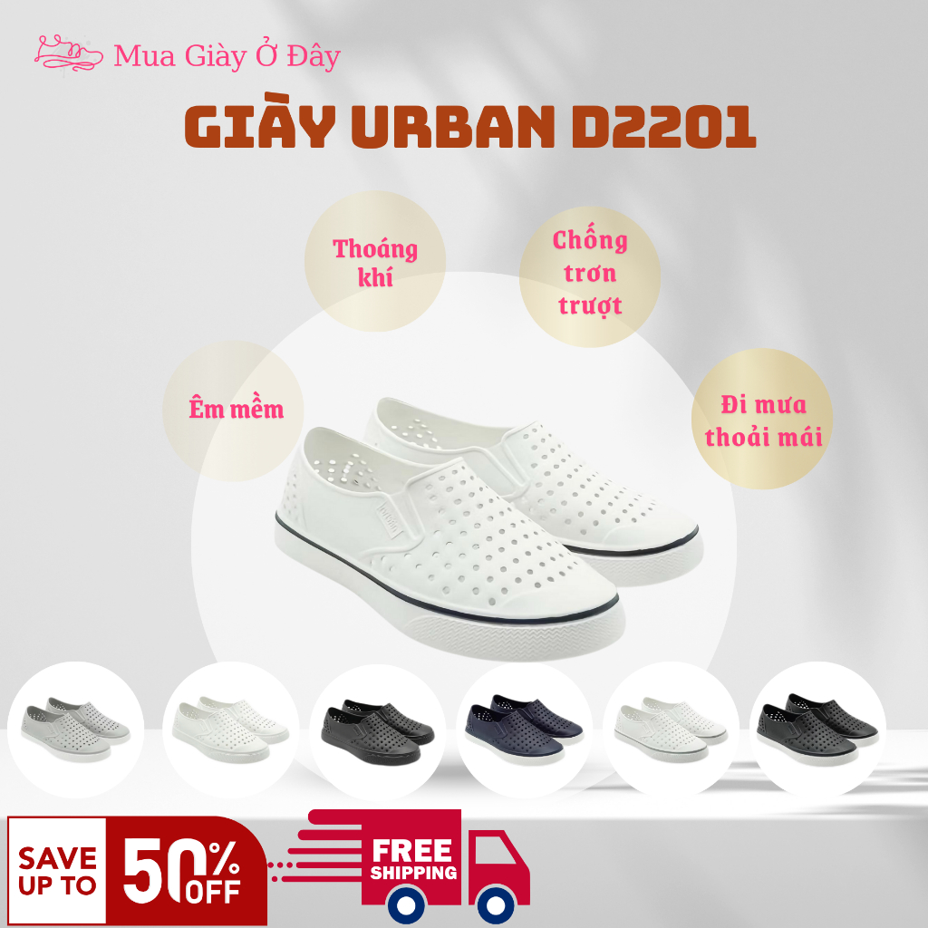 Giày Nam Nữ Giày URBAN  mẫu in đi mưa, du lịch, đi làm, chống nước( FORM BÉ TĂNG 1 SIZE)