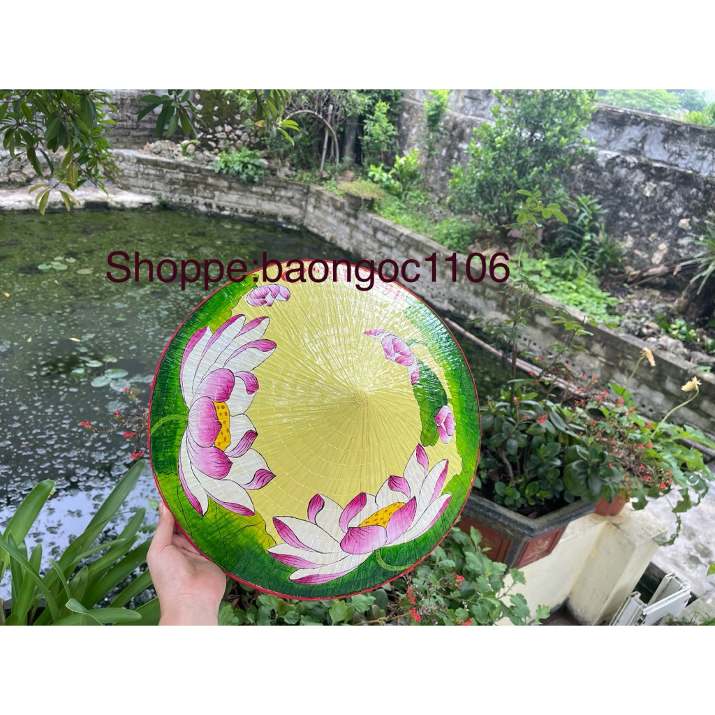 Nón lá 3 lớp vẽ hoa sen