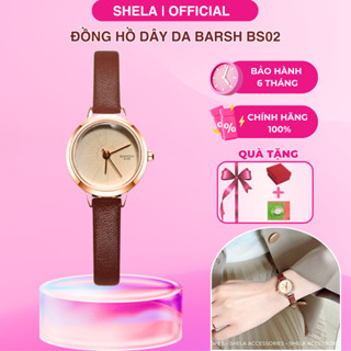 Đồng hồ nữ đeo tay dây da chính hãng mặt tròn giá rẻ Hàn Quốc vintage phong cách ulzzang BARSH BS02