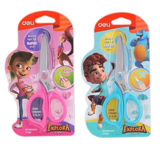 Kéo thủ công học sinh Deli 77755_ kéo dài 13cm_ giao màu ngẫu nhiên