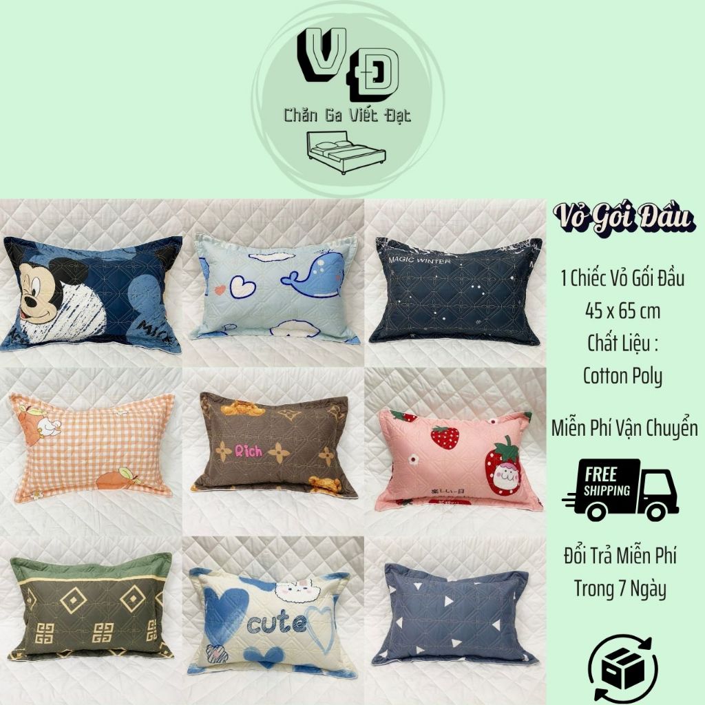 Vỏ Gối Đầu Trần Bông ( 1 Chiếc Vỏ Gối )