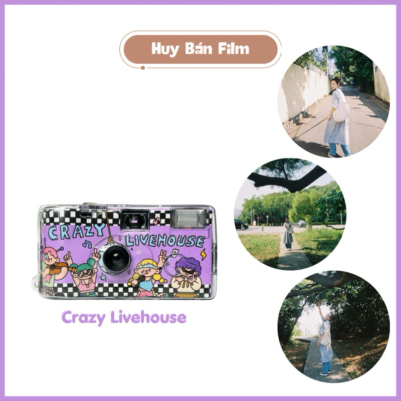   Huy Bán Film  Máy Ảnh Film Half-Frame Chụp 1 Lần Crazy Livehouse 