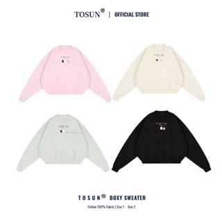  Áo Sweater Form Rộng Boxy TOSUN Chất Nỉ Bông Họa Tiết Chữ Hàn Quốc Dễ Thương S38 