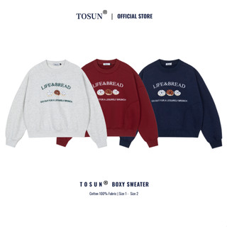 Áo Nỉ Sweater Form Boxy Nam Nữ  TOSUN Thêu Hoạ Tiết Bánh Kem Chất Nỉ Bông Dày Mịn S31