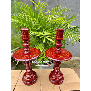 ĐÔI CHÂN NẾN THỜ BẰNG GỖ ( sơn son cao cấp )